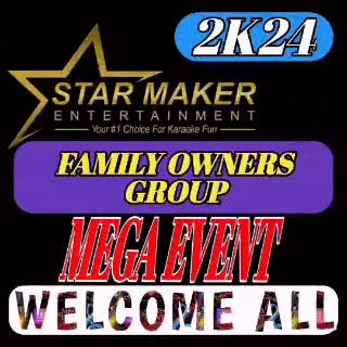 a sign for a family owners group mega event welcomes all