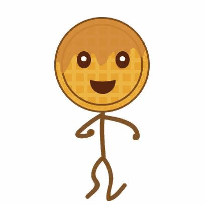 a stick figure of a waffle with a smile on its face