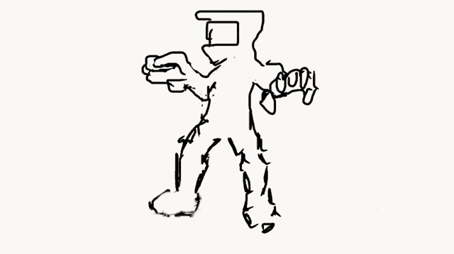 a black and white drawing of a fist on a white background .