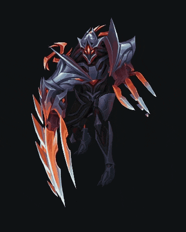 a computer generated image of a monster with sharp swords on a black background