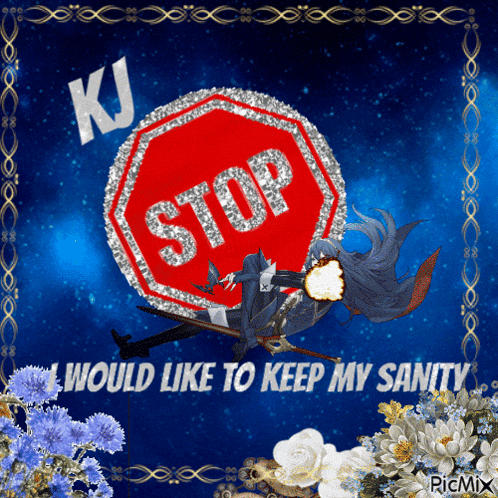 a picture of a witch with a stop sign on her head