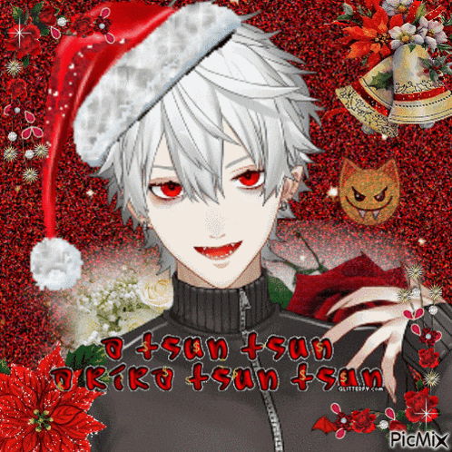 a picture of a boy wearing a santa hat with the name o + san + san on it