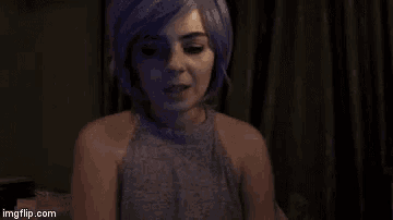 a woman with purple hair says you had me pretty worried for a minute ..