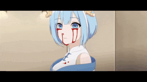 a girl with blood dripping from her nose