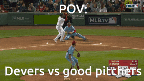 a baseball game between devers and good pitchers is being shown on fox