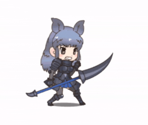 a cartoon of a girl in armor holding a spear