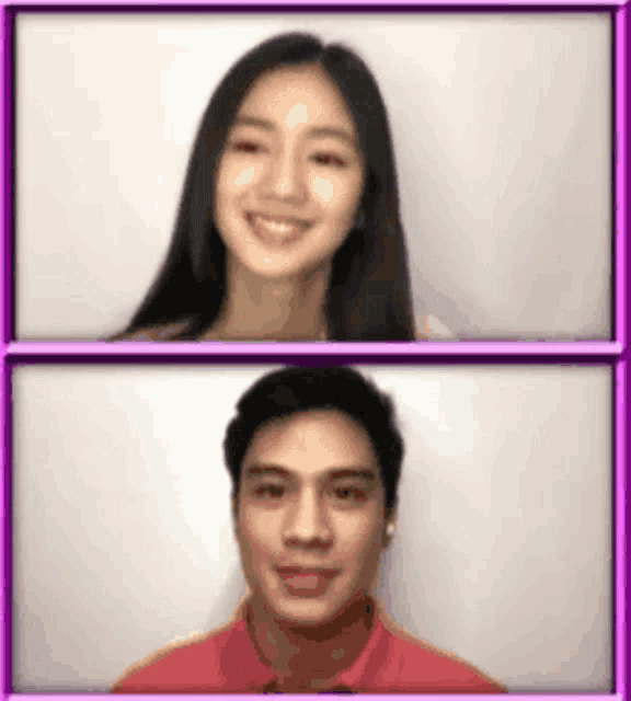 a man and a woman are smiling for a picture .