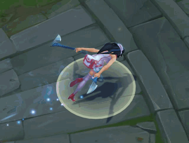 a video game character is flying through the air with a sword