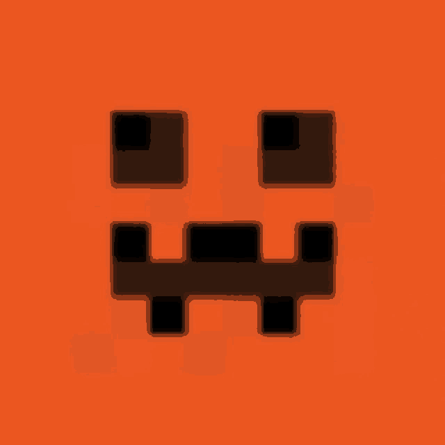 a pixelated pumpkin face on an orange background