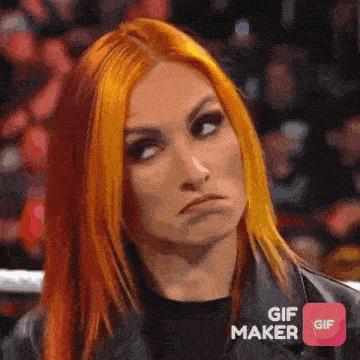 a woman with orange hair is making a funny face with a gif maker app