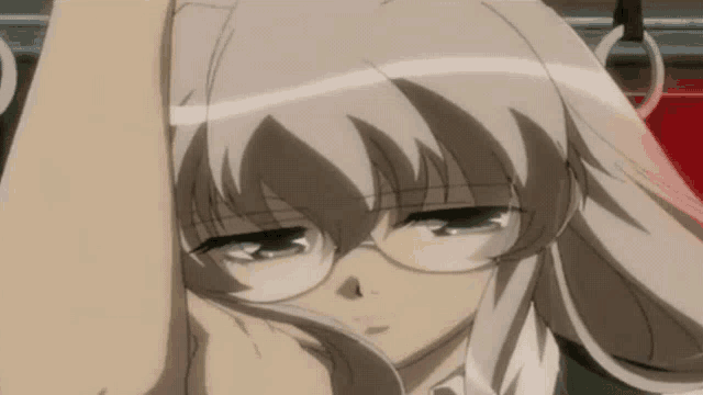 a close up of a girl wearing glasses and a tie