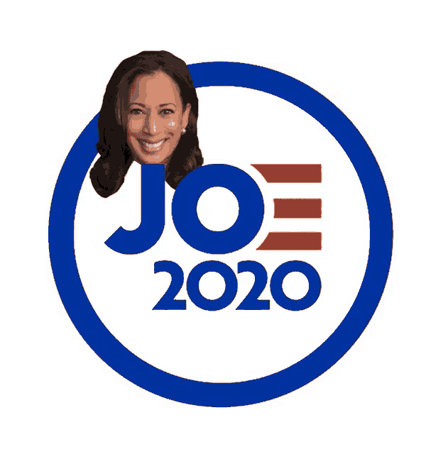 a logo for joe 2020 with a picture of harris in the center