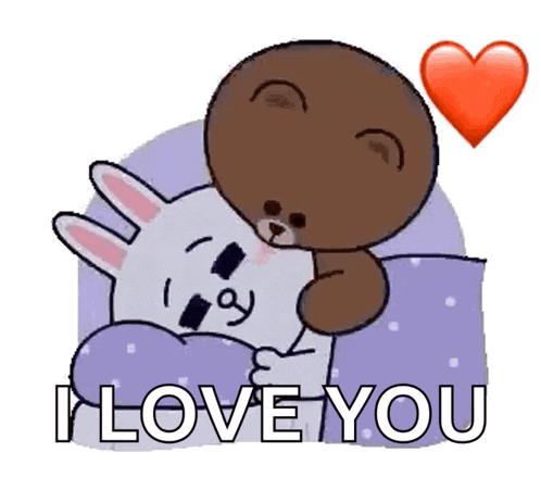 a brown bear and a white rabbit are hugging each other on a bed .
