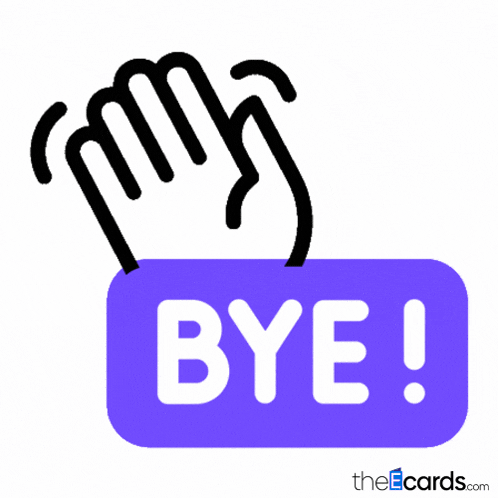 a purple bye sign with a hand reaching out