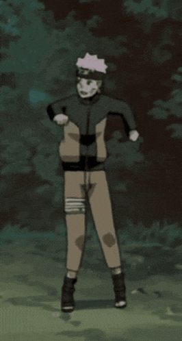 a cartoon character is jumping in the air with his fist up