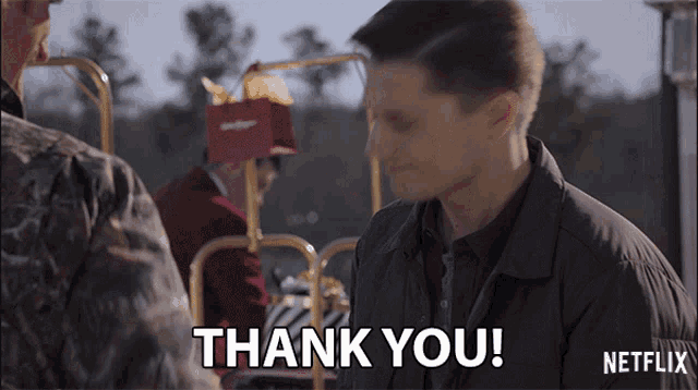 a man is saying thank you in a netflix ad