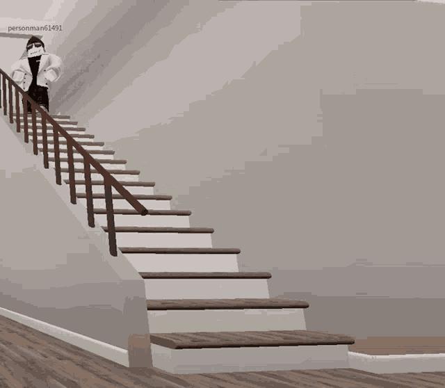 a person is falling down a set of stairs with the name personman61491 on the bottom