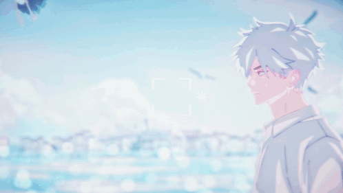 a drawing of a boy with a ponytail and a smile on his face