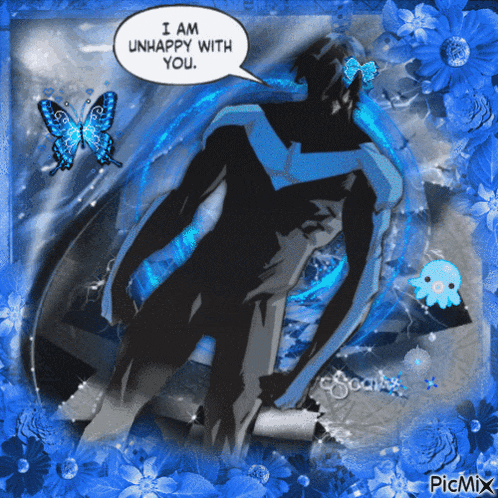 a comic book character with a speech bubble saying i am unhappy with you