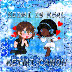 a cartoon of a boy and a girl with the words keimi is real