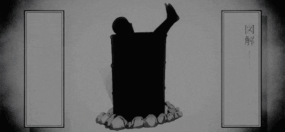 a black and white drawing of a person laying in a barrel of water .