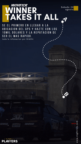 a poster for nightride winner takes it all shows a car