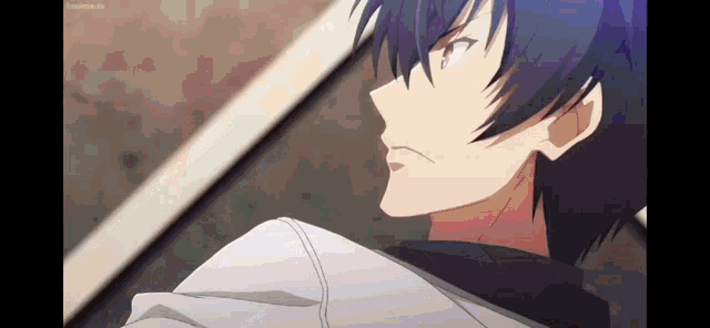 a close up of a person 's face in a anime .