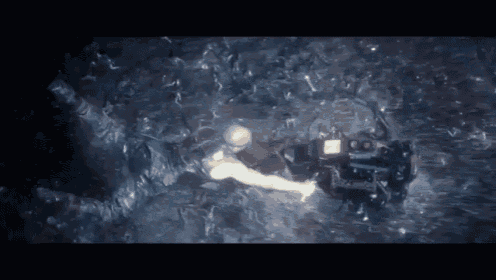 a person is swimming in the water with a camera attached to their head