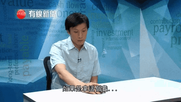 a man sits at a desk in front of a wall that says ' investment ' on it