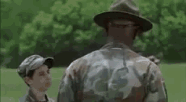a man in a military uniform says what are you looking at ass eyes .