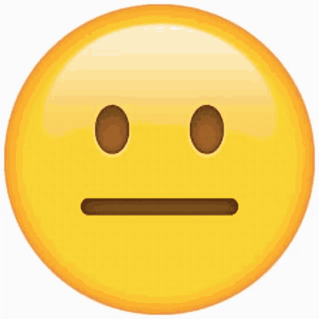 a yellow smiley face with brown eyes and a slight smirk on its face