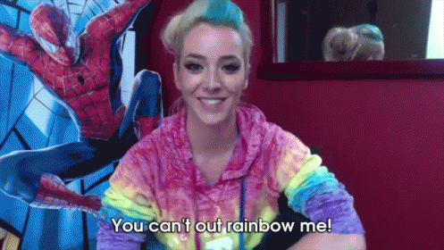 Rainbow Shirt! GIF - Jenna Marbles You Cant Out Rainbow Me Spiderman GIFs