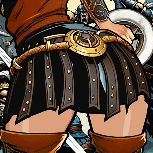 a cartoon drawing of a gladiator with a sword