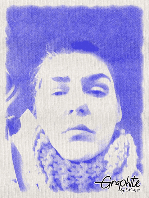 a drawing of a woman 's face with the word graphite written below it