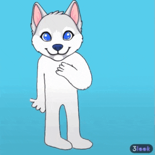 a drawing of a husky dog holding a red heart