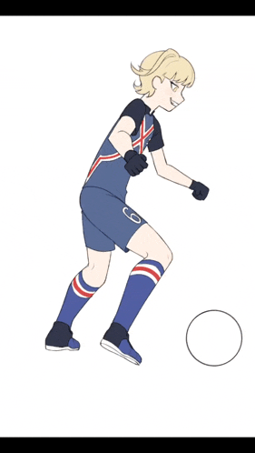 a cartoon drawing of a soccer player wearing a jersey with the letter c on it