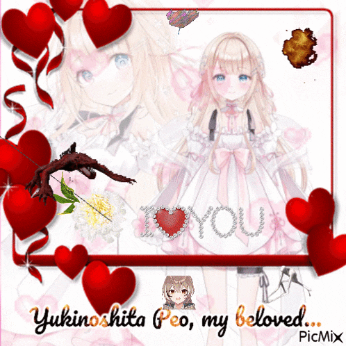a picture of a girl with the words " i love you " written on it