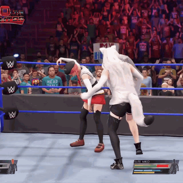 a video game shows a wrestler named elite mike in the ring