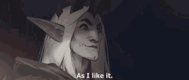 a drawing of a demon with the words " as i like it " next to it