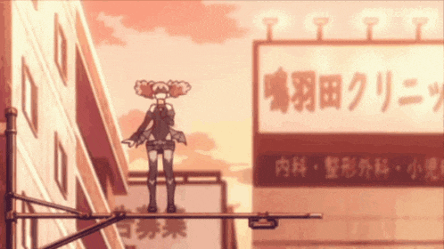 a cartoon character is standing on a pole in front of a billboard that says ' a ' on it