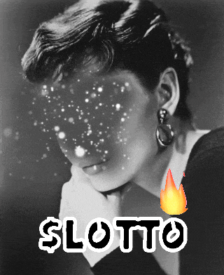 a black and white photo of a woman with the word lotto in white letters