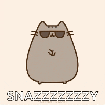 a cartoon cat wearing sunglasses and the words snazzzzzy on the bottom