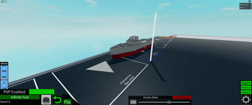 a computer screen shows a ship on a runway and says pvp enabled