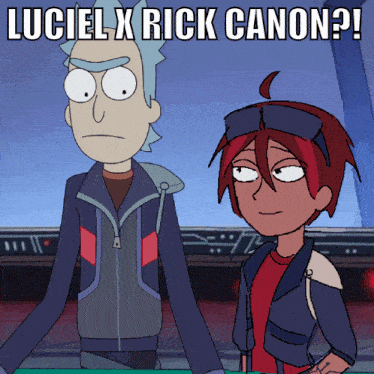 luciel x rick canon is written on a poster