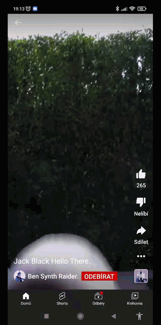 a phone screen shows a video of jack black hello there by ben synth raider