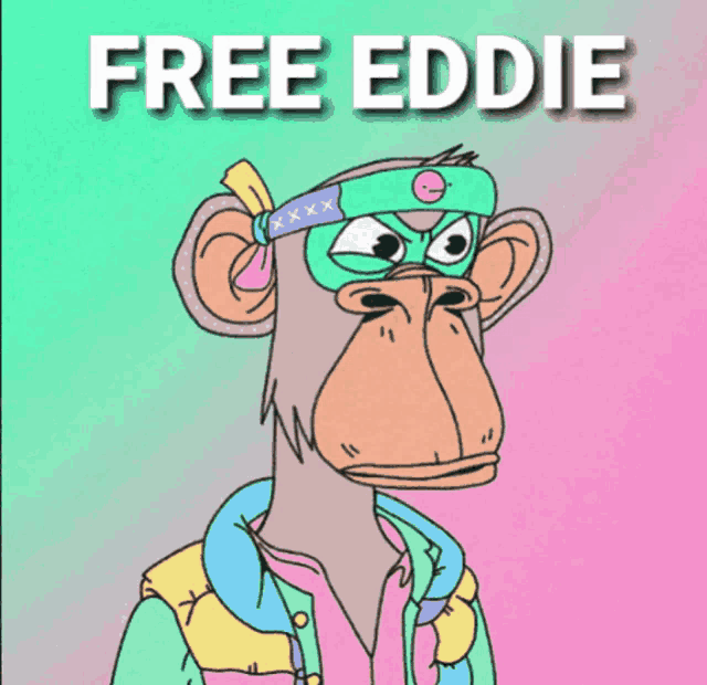 a drawing of a monkey with the words free eddie written above it