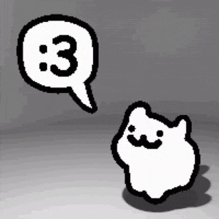 a black and white cartoon cat with a speech bubble that says `` 3 '' .
