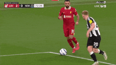 a soccer game is being played in the premier league and the score is 2 to 0