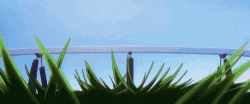 a painting of a bridge over a body of water with a few plants in the foreground .