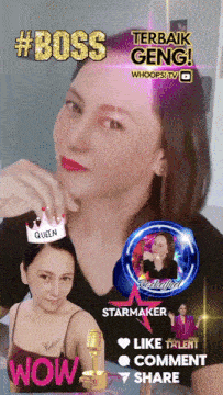 a woman is wearing a crown that says queen